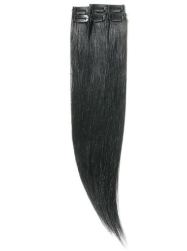 Große Glatten Schwarzen Clip in Haar Extensions