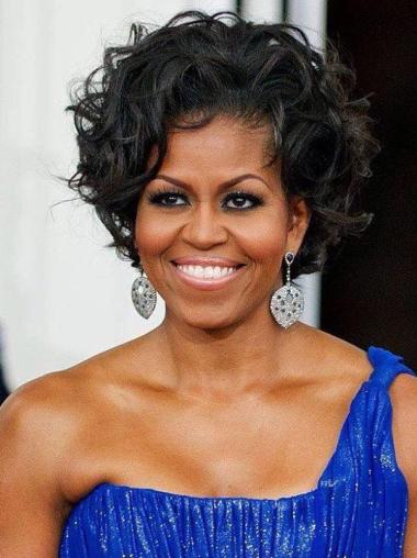 Neue Erste Dame Kurzen Gelockten Michelle Obama Perücken