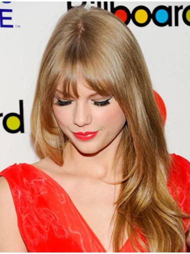 Blonde Glatten Mode Taylor Swift EchthaarPerücken