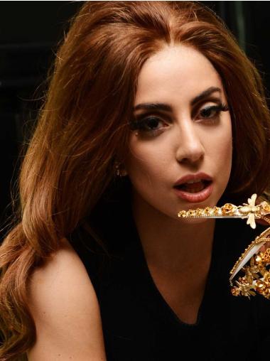 Modische Rotbraunen Längeren Lady Gaga