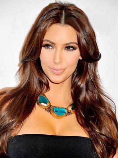 Kim Kardashian Natürliche Längeren Glatten Mono-Filmansatz Synthetikperücken