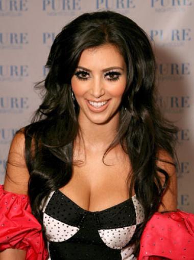 Kim Kardashian Stufige Gewellten Mono-Filmansatz Synthetikperücken