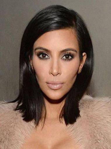 Kim Kardashian Glatte Mittleren Mono-Filmansatz Echthaarperücken