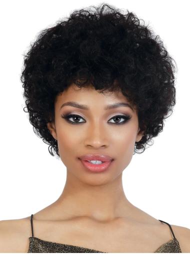Tresse Echthaar Kurz Schwarz Gelockt Entworfen Afroamerikanische Haare