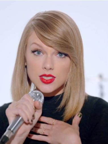 Taylor Swifts Halblange Glatte Blonde Hübsche Perücken