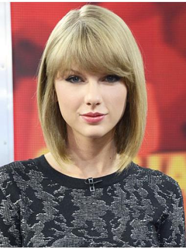 Taylor Swifts Halblange Glatte Blonde Perfekte Perücken